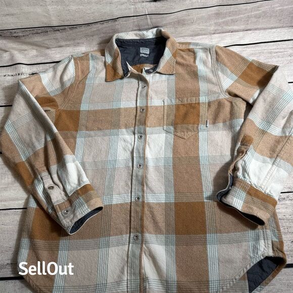 Prana Tops - PrAna  Women's Plaid Flannel Snap -Up Shirt Brown Size L Casual Cozy Fall Winter
